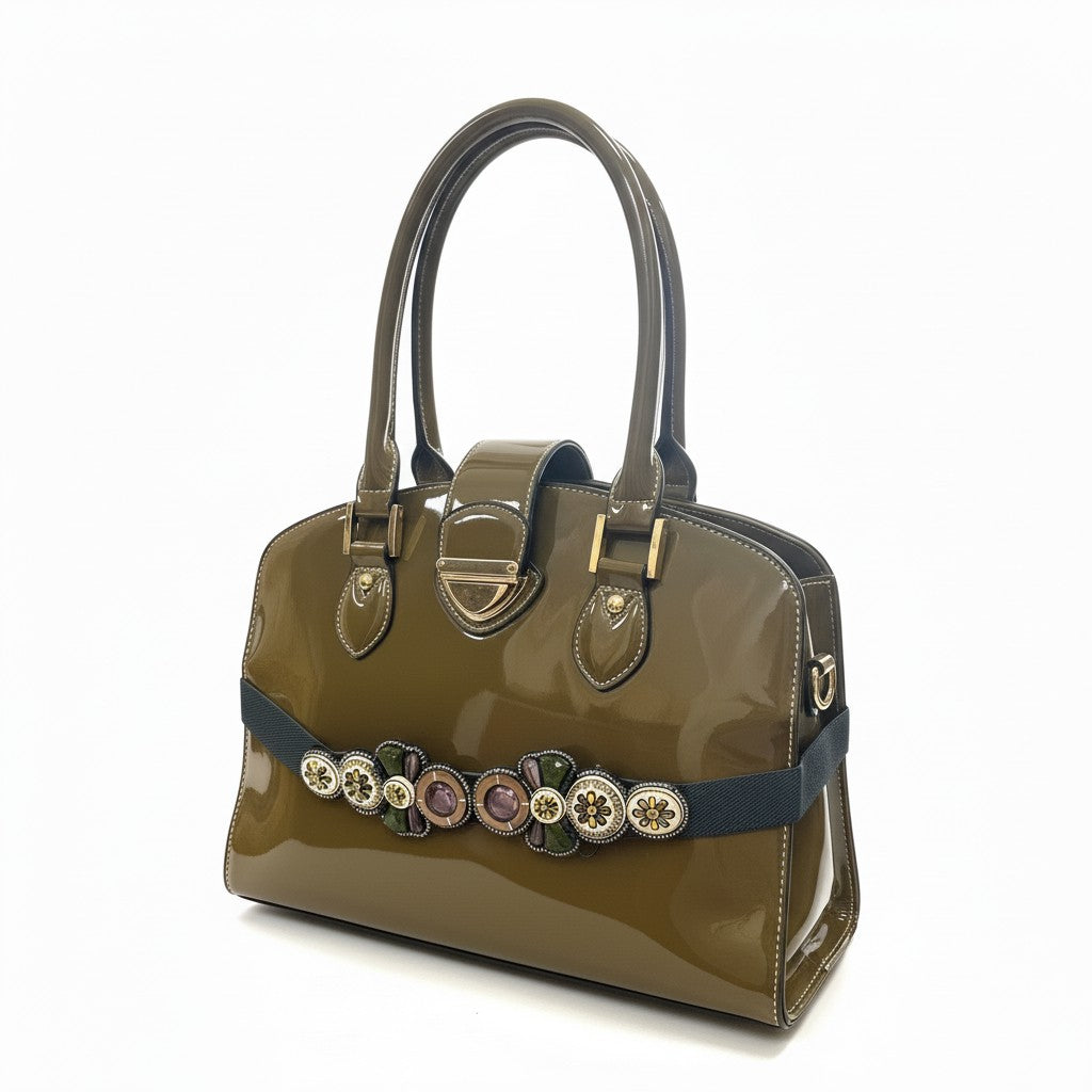 Elara Handtasche – Grün mit Detail