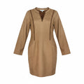 Braunes Wildleder-Style Kleid mit Spitzenbesatz