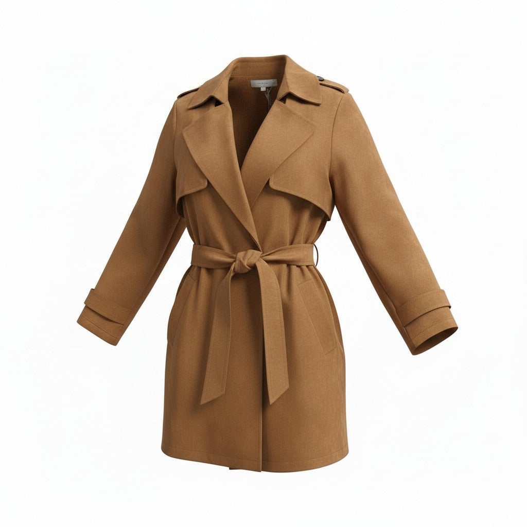 Brauner Trenchcoat mit Bindegürtel
