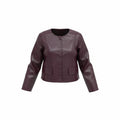 Bordeauxfarbene Kunstleder-Jacke mit Knopfleiste