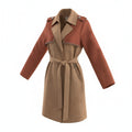 Zweifarbiger Trenchcoat in Beige und Terrakotta mit Bindegürtel