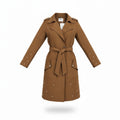 Brauner Trenchcoat mit Nieten-Details und Bindegürtel